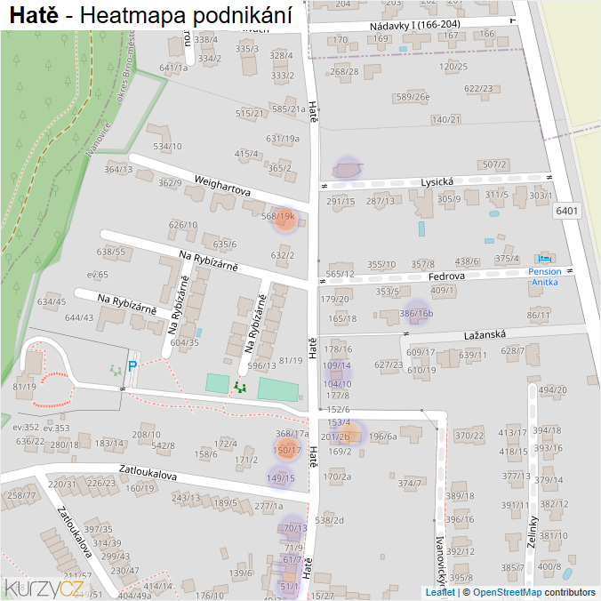 Mapa Hatě - Firmy v ulici.