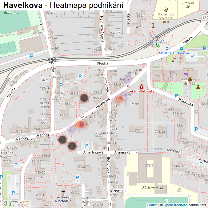 Mapa Havelkova - Firmy v ulici.