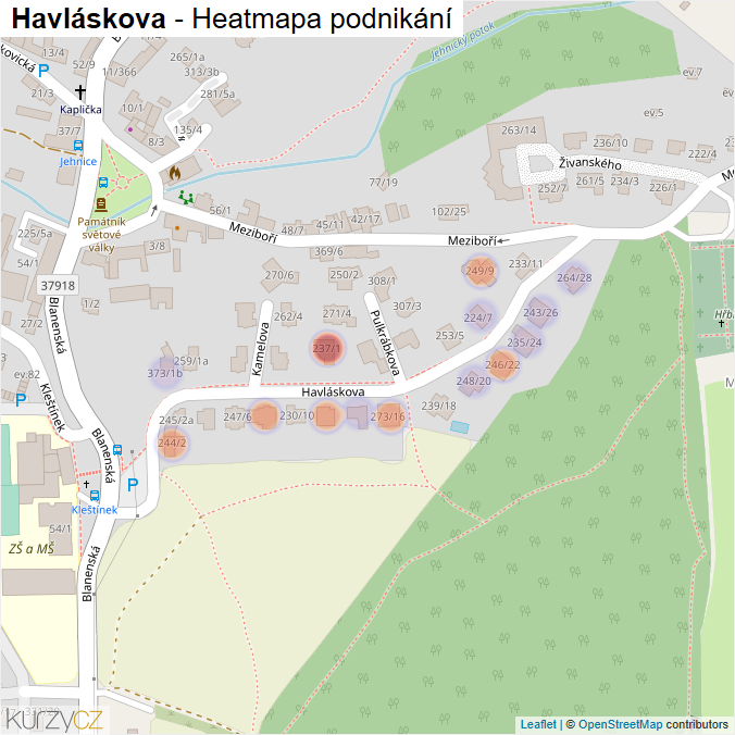 Mapa Havláskova - Firmy v ulici.