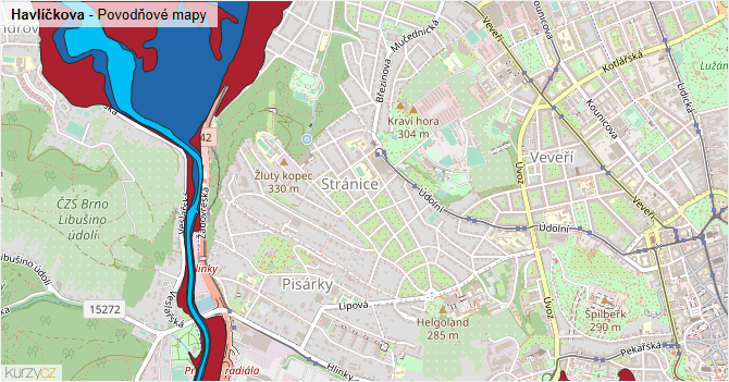 Havlíčkova - záplavové mapy stoleté vody