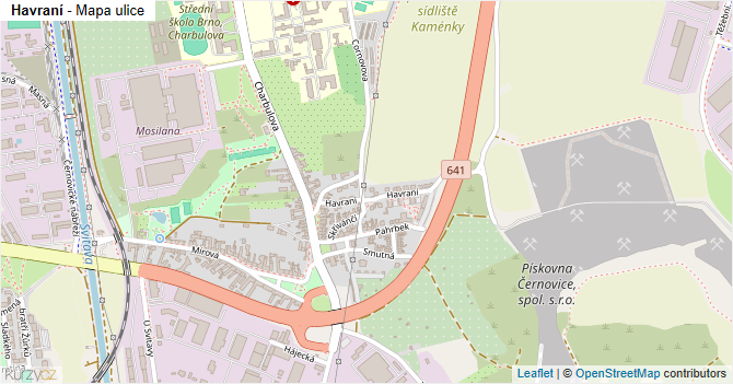 Havraní - mapa ulice
