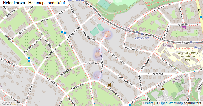Helceletova - mapa podnikání
