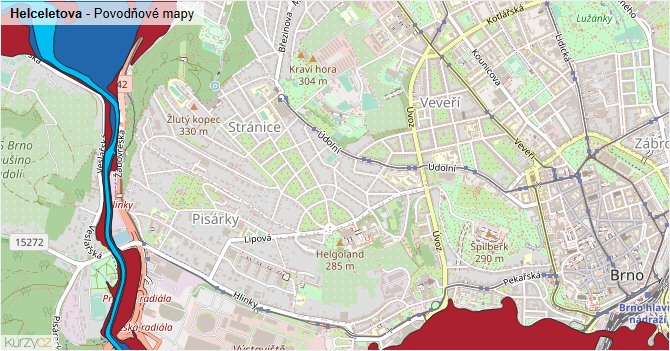Helceletova - záplavové mapy stoleté vody