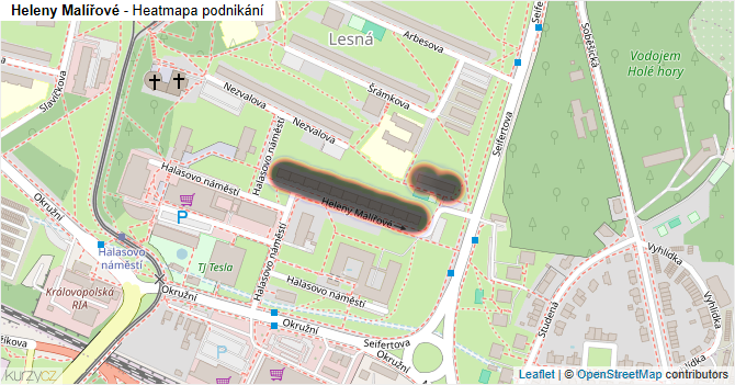 Heleny Malířové - mapa podnikání