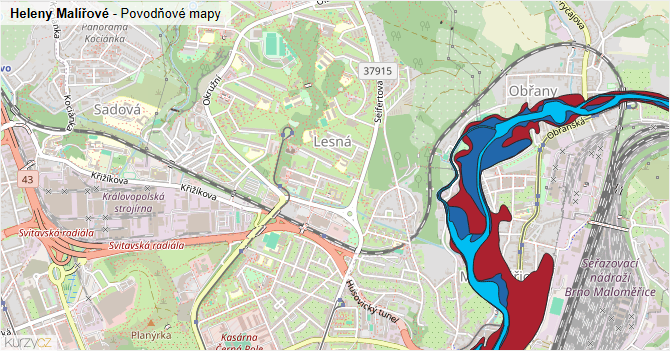 Heleny Malířové - záplavové mapy stoleté vody