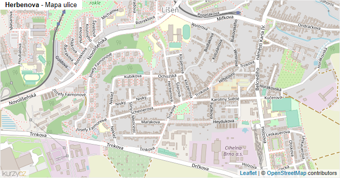 Herbenova - mapa ulice