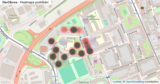 Herčíkova - mapa podnikání