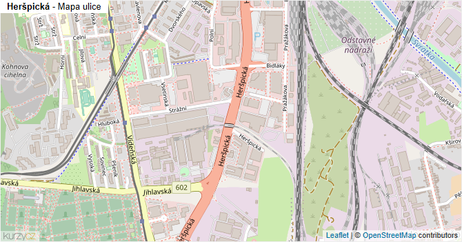 Heršpická - mapa ulice