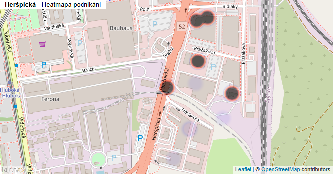 Heršpická - mapa podnikání