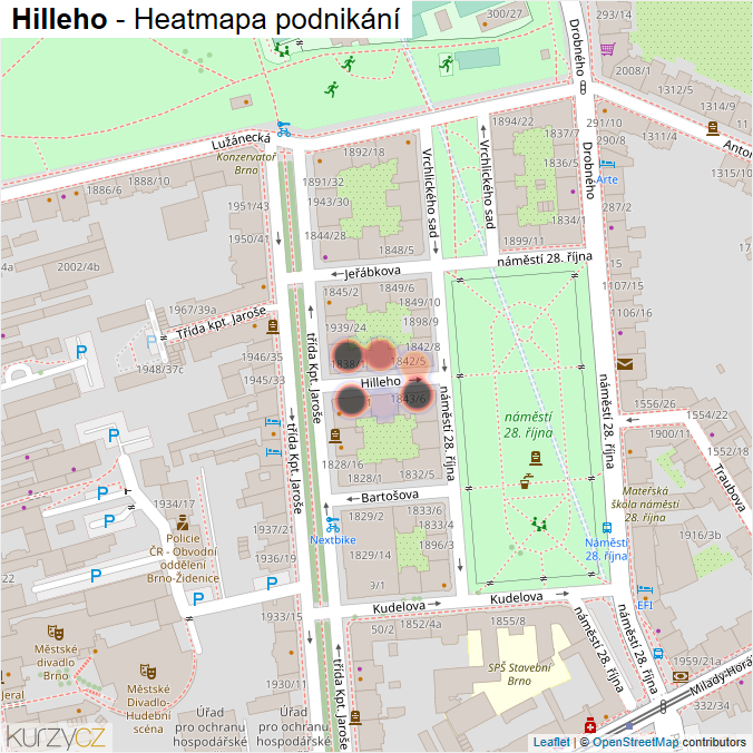 Mapa Hilleho - Firmy v ulici.