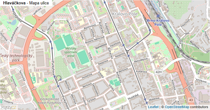 Hlaváčkova - mapa ulice