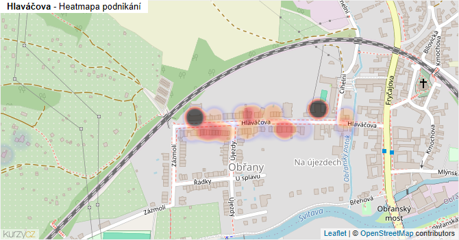 Hlaváčova - mapa podnikání