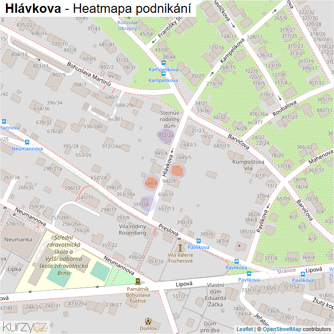Mapa Hlávkova - Firmy v ulici.