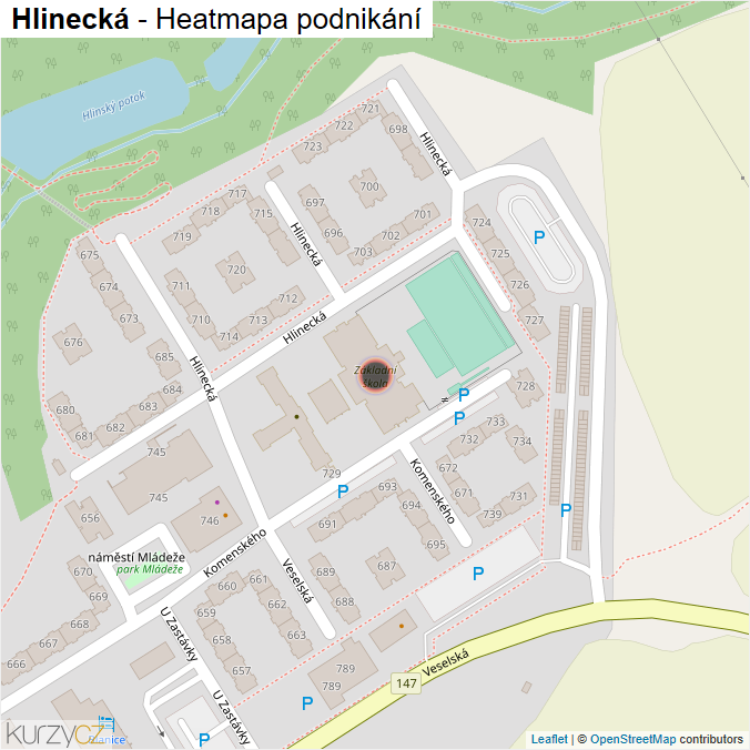 Mapa Hlinecká - Firmy v ulici.