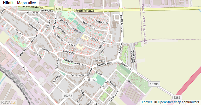 Hliník - mapa ulice