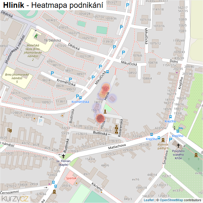Mapa Hliník - Firmy v ulici.
