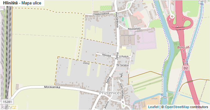 Hliniště - mapa ulice