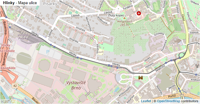 Hlinky - mapa ulice