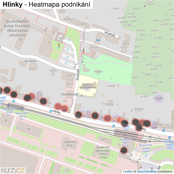 Mapa Hlinky - Firmy v ulici.