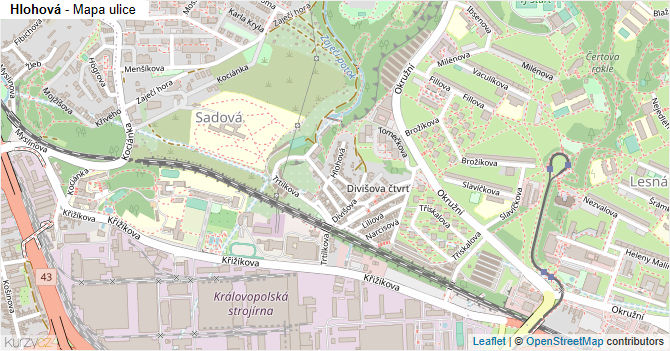 Hlohová - mapa ulice