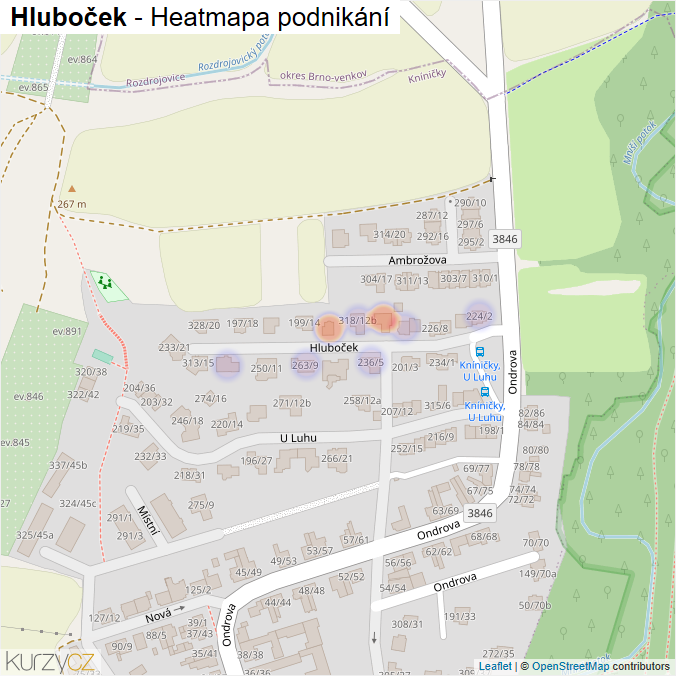 Mapa Hluboček - Firmy v ulici.