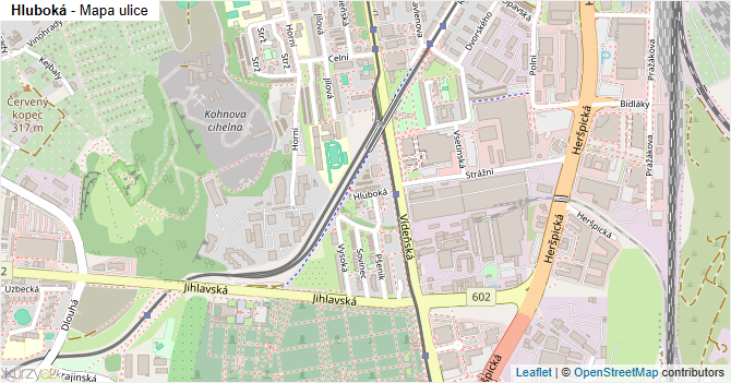Hluboká - mapa ulice