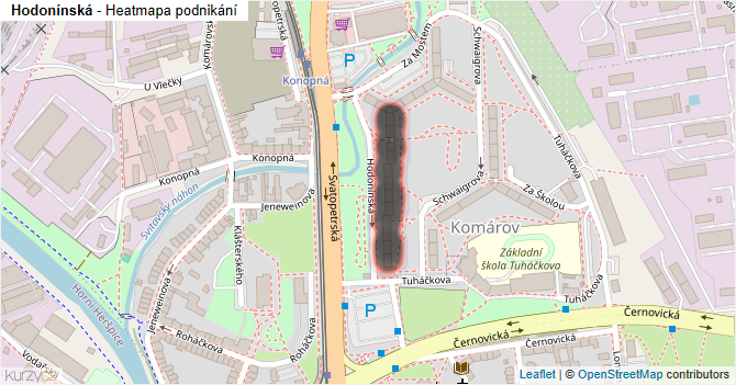 Hodonínská - mapa podnikání