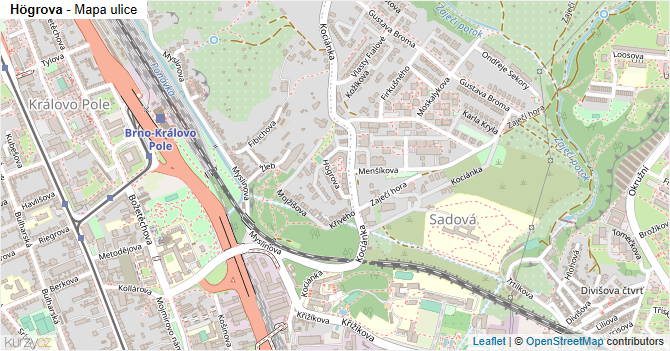 Högrova - mapa ulice