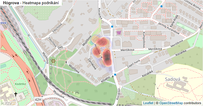 Högrova - mapa podnikání