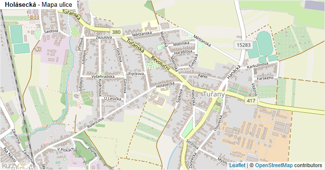 Holásecká - mapa ulice