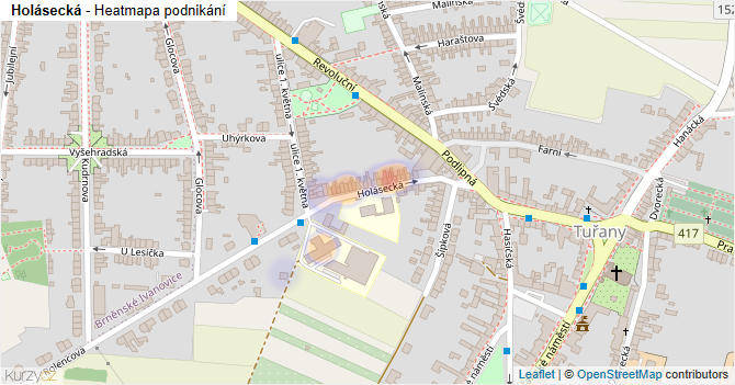 Holásecká - mapa podnikání