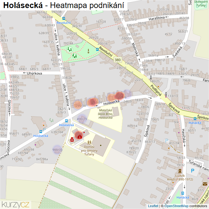 Mapa Holásecká - Firmy v ulici.