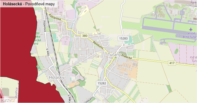 Holásecká - záplavové mapy stoleté vody