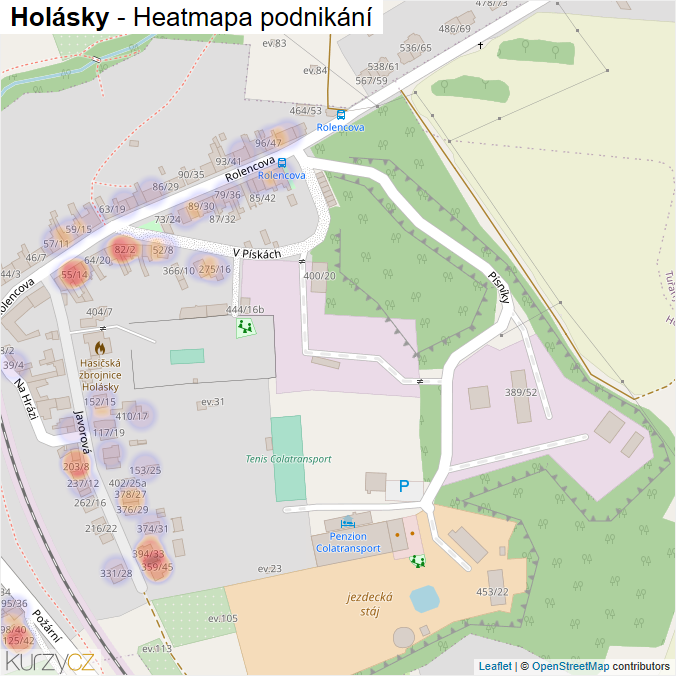 Mapa Holásky - Firmy v části obce.