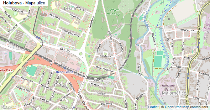 Holubova - mapa ulice