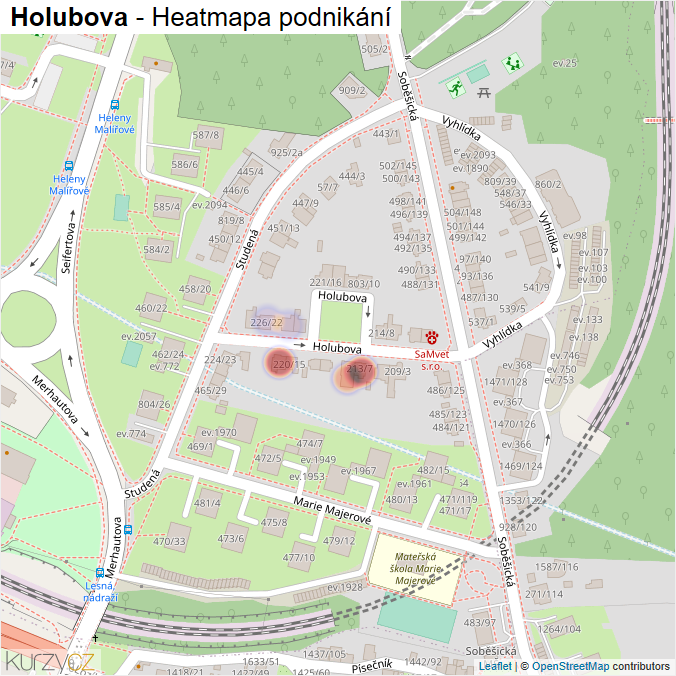 Mapa Holubova - Firmy v ulici.