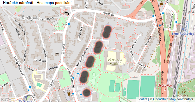 Horácké náměstí - mapa podnikání