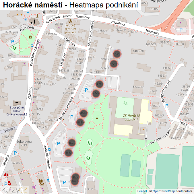 Mapa Horácké náměstí - Firmy v ulici.