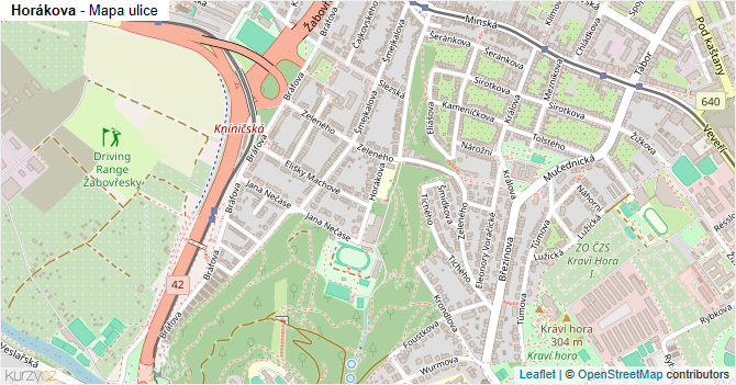 Horákova - mapa ulice