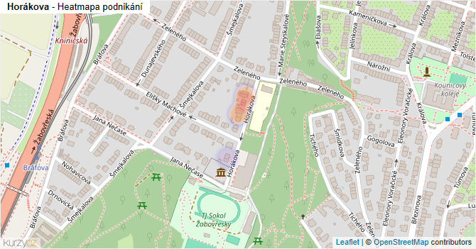 Horákova - mapa podnikání