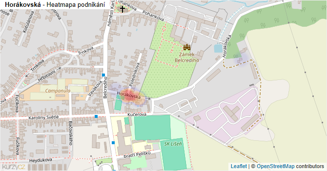 Horákovská - mapa podnikání