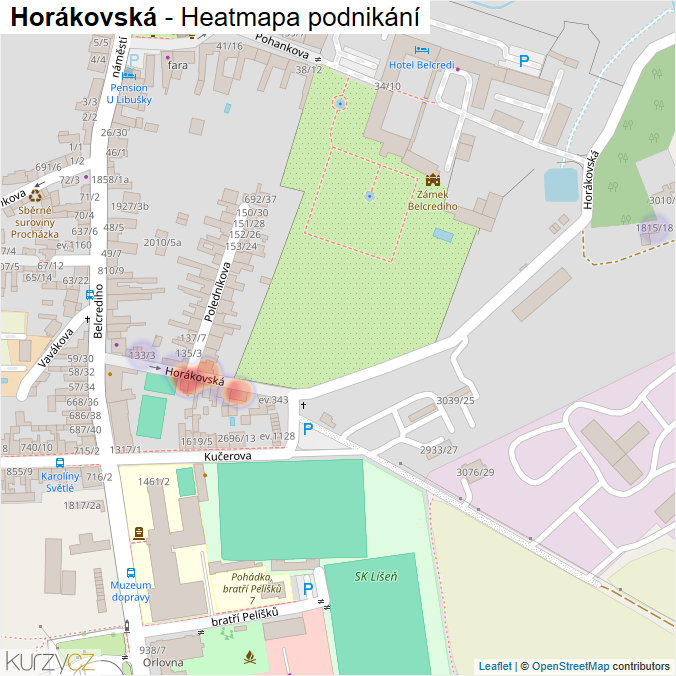 Mapa Horákovská - Firmy v ulici.
