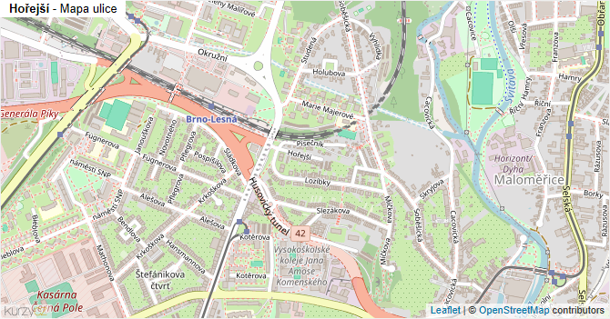Hořejší - mapa ulice