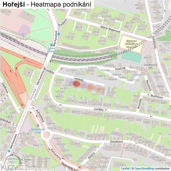 Mapa Hořejší - Firmy v ulici.