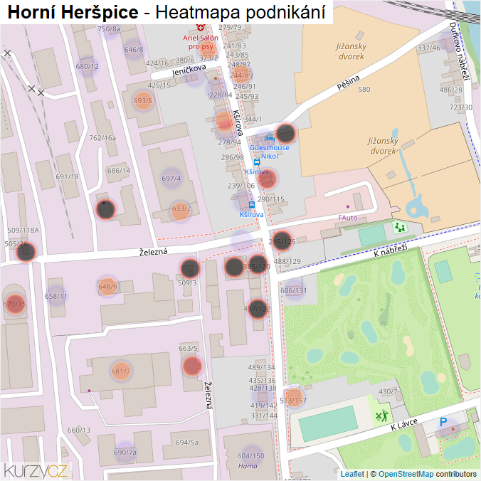 Mapa Horní Heršpice - Firmy v části obce.