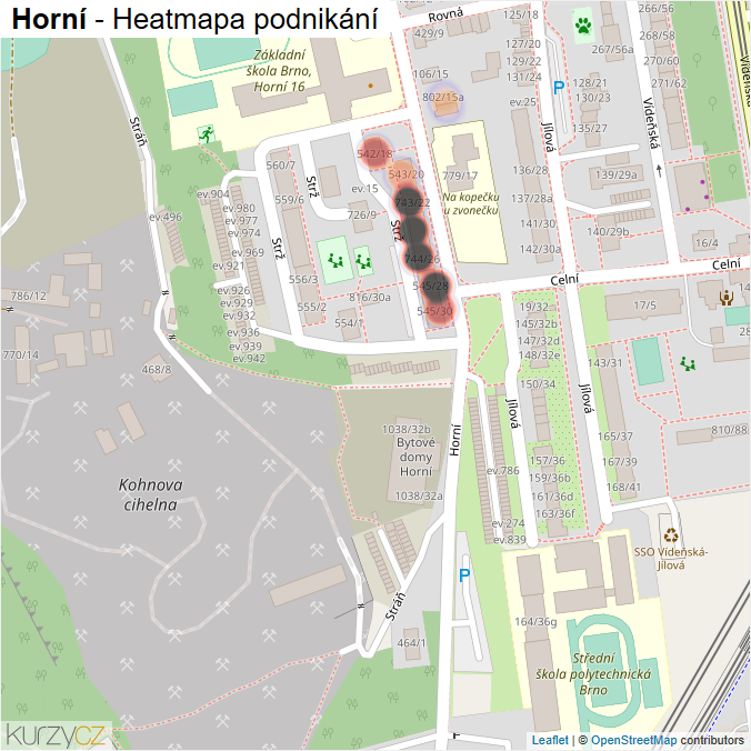 Mapa Horní - Firmy v ulici.
