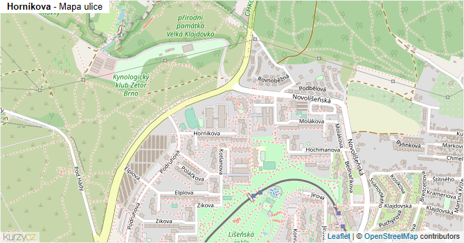 Horníkova - mapa ulice