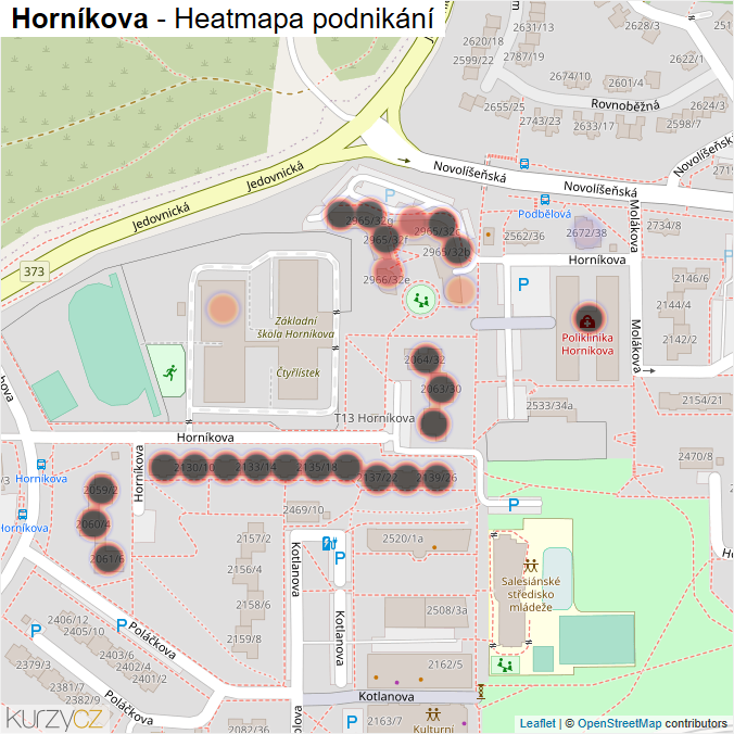 Mapa Horníkova - Firmy v ulici.