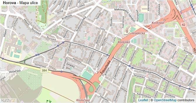 Horova - mapa ulice