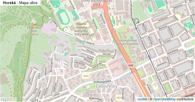 Horská - mapa ulice